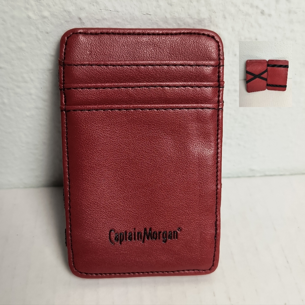 Captain Morgan Slim Card Holder Wallet Red Minimalist Unisex